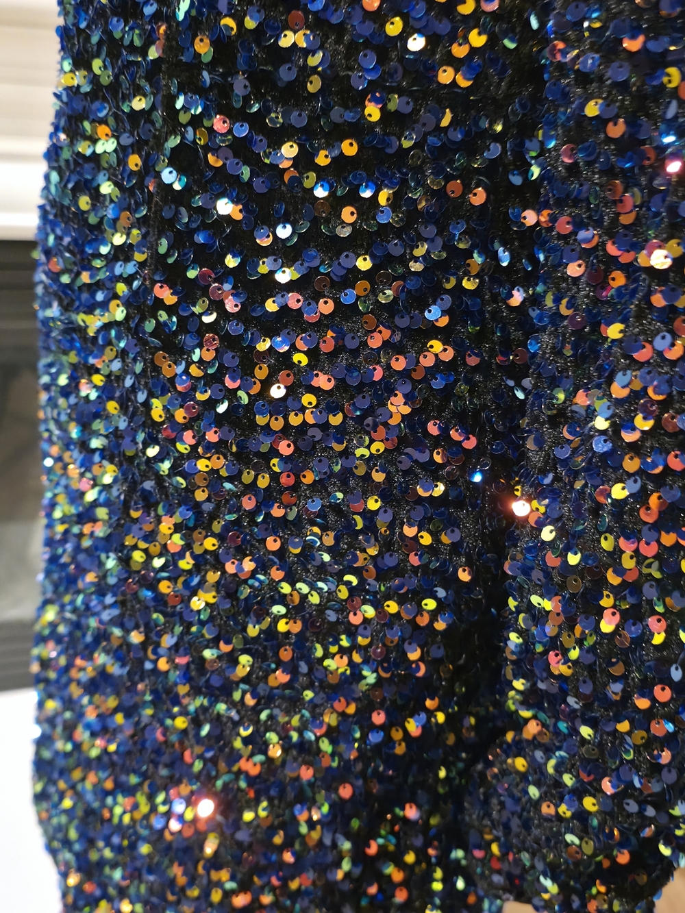 Black Multicolor Sequin Long Sleeve Mini Dress - Picture 15 of 15